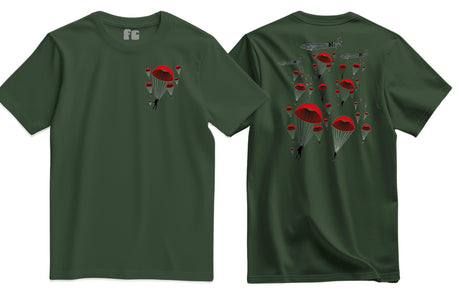 Poppy Chutes Lest We Forget Double Print T-Shirt - Olive Green
