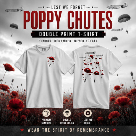 Poppy Chutes Lest We Forget Double Print T-Shirt - Design