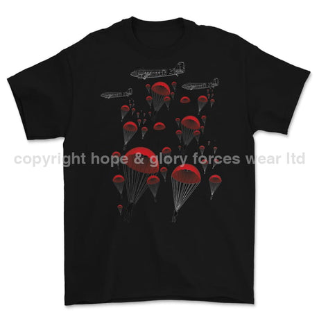 Poppy Chutes 'We Will Remember Them' Printed T-Shirt - Black