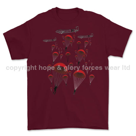 Poppy Chutes 'We Will Remember Them' Printed T-Shirt - Maroon