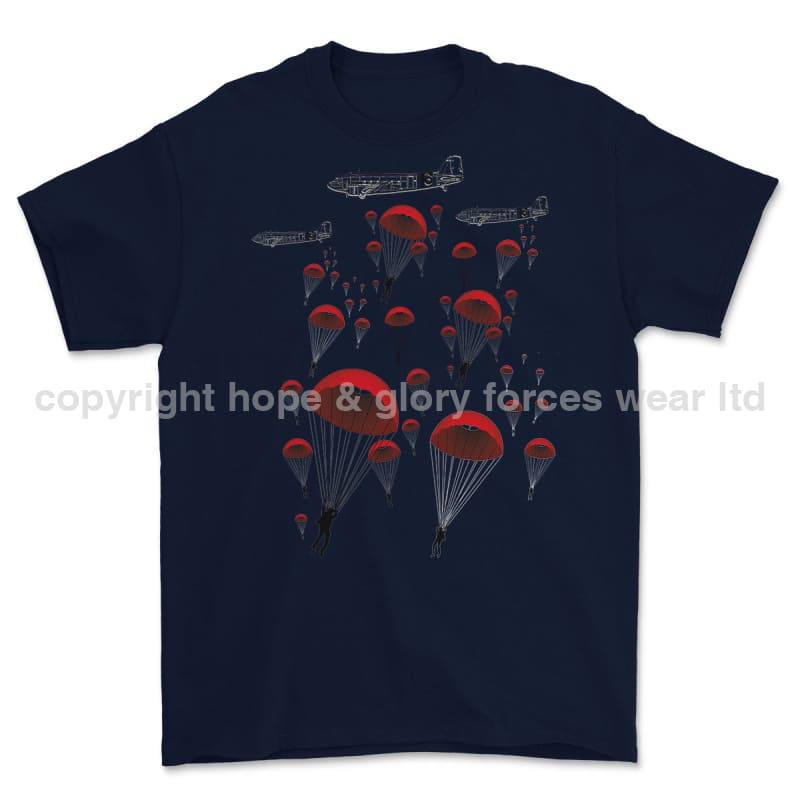 Poppy Chutes 'We Will Remember Them' Printed T-Shirt - Navy Blue