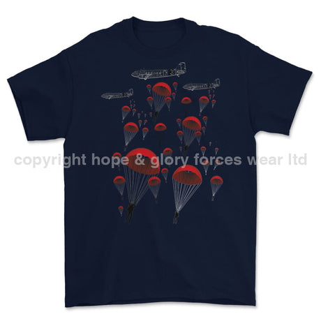 Poppy Chutes 'We Will Remember Them' Printed T-Shirt - Navy Blue