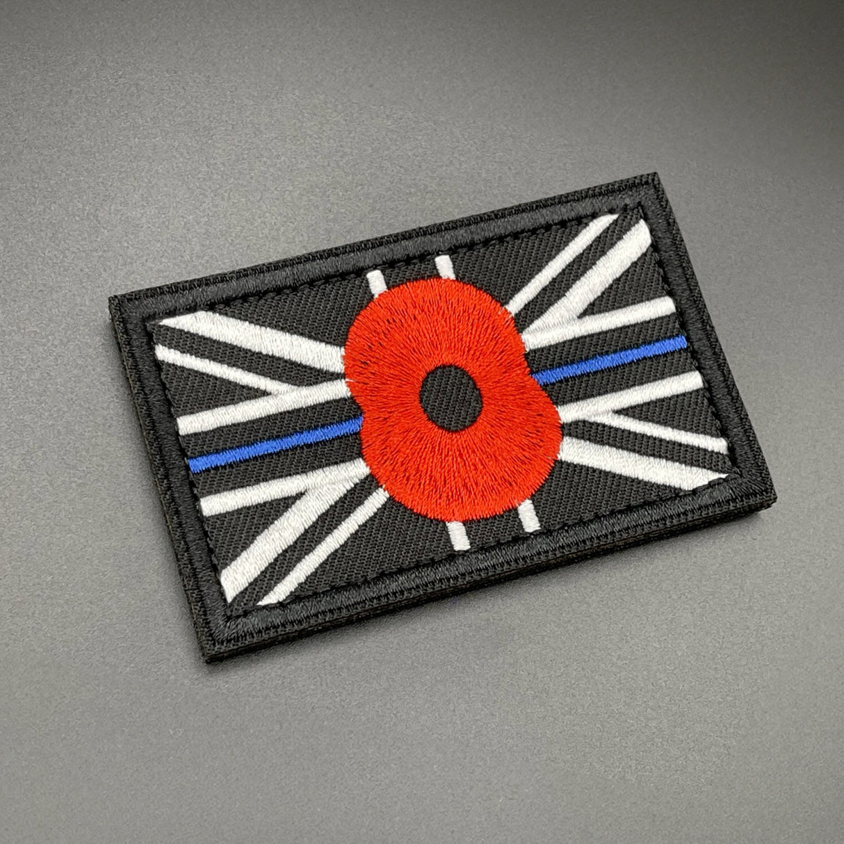 Remembrance Day Poppy Thin Blue Line Union Jack Patch Black | Task Outdoor