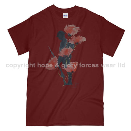 We Will Remember Them Printed T-Shirt - Maroon