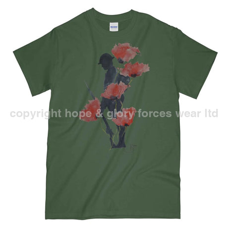We Will Remember Them Printed T-Shirt - Military Green/Olive