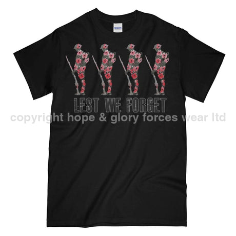 Poppy WW1 Tommy Lest We Forget Printed T-Shirt - Black