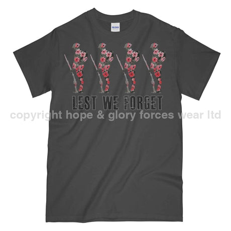 Poppy WW1 Tommy Lest We Forget Printed T-Shirt - Charcoal