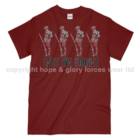 Poppy WW1 Tommy Lest We Forget Printed T-Shirt - Maroon