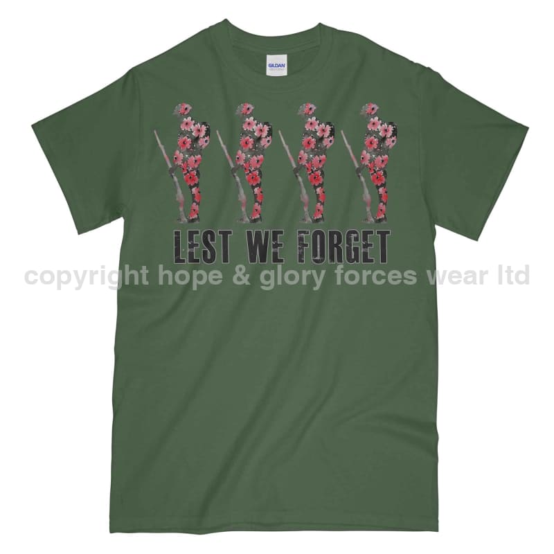 Poppy WW1 Tommy Lest We Forget Printed T-Shirt - Military Green/Olive
