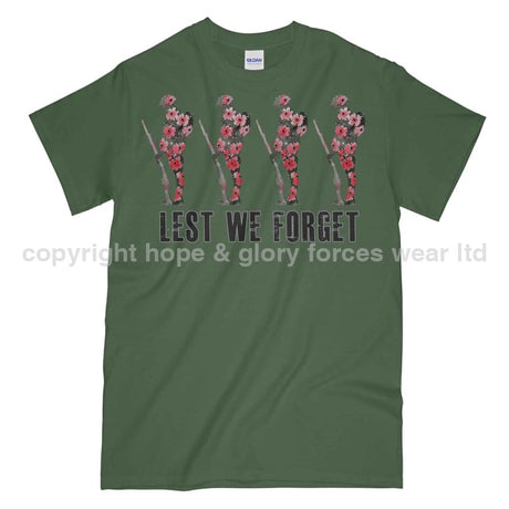 Poppy WW1 Tommy Lest We Forget Printed T-Shirt - Military Green/Olive