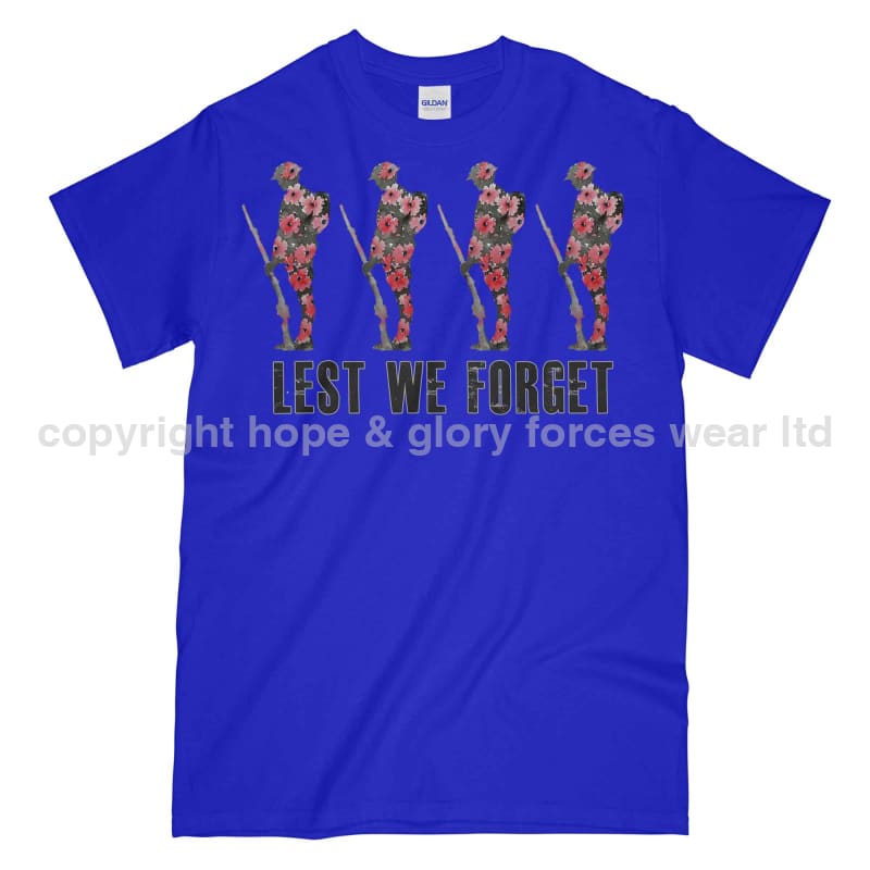 Poppy WW1 Tommy Lest We Forget Printed T-Shirt - Royal Blue
