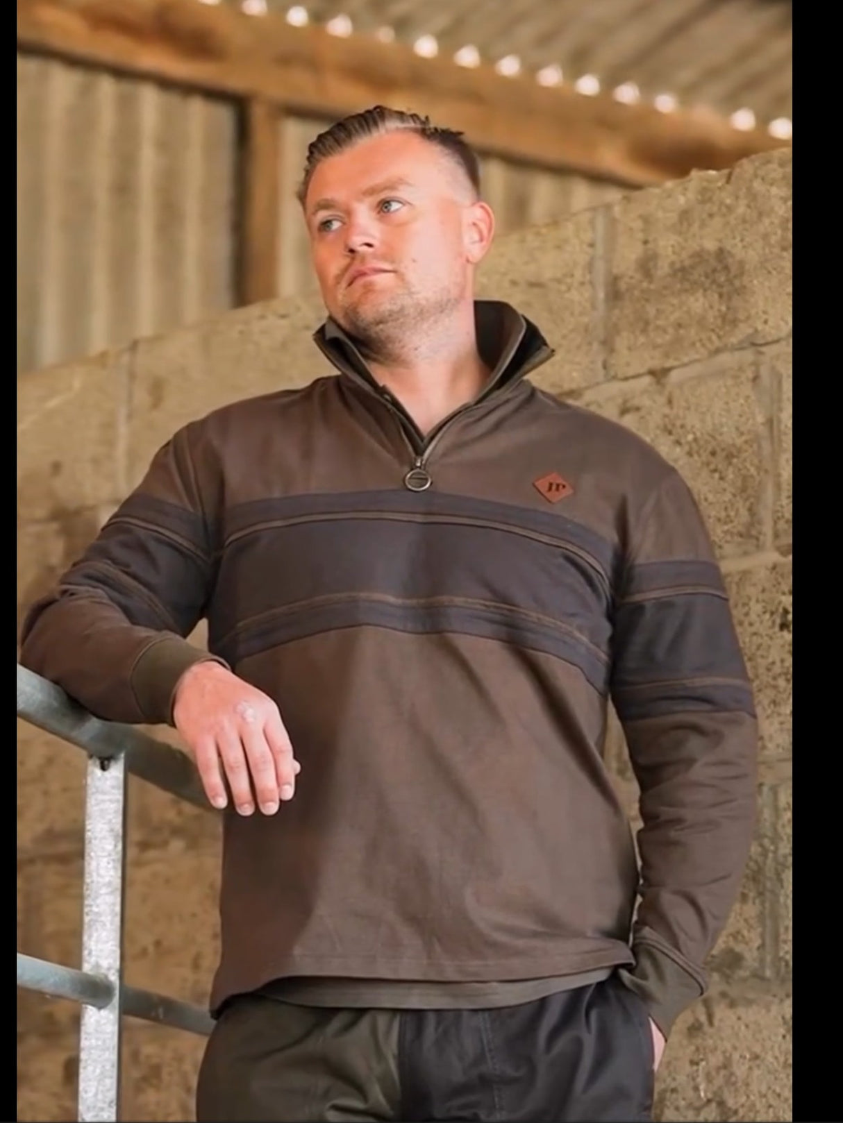 Jack Pyke Half Zip Contrast Sweatshirt video on male model on a farm