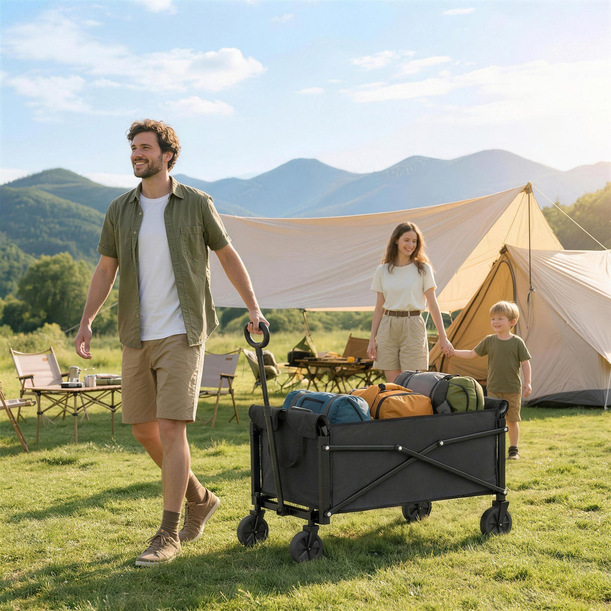Outsunny 81L Festival Trolley on Wheels - Black alternate front angle