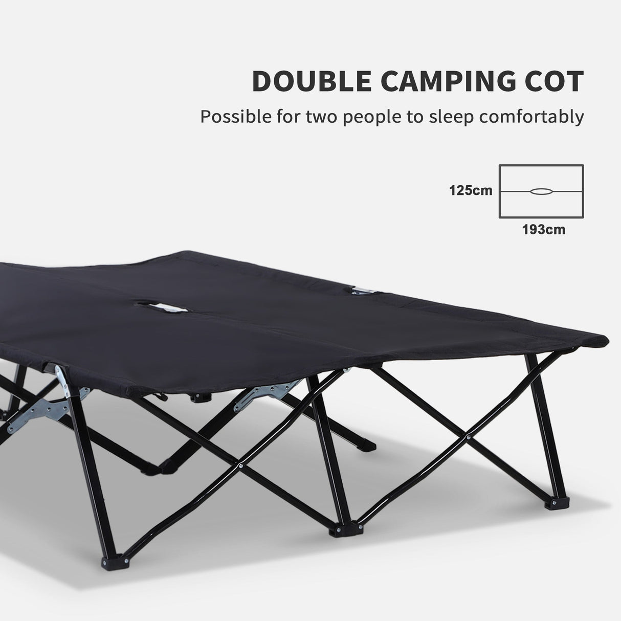 Outsunny Double Camping Cot Bed - Black packed in carry bag