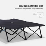 Outsunny Double Camping Cot Bed - Black packed in carry bag