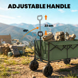 Outsunny 95L Festival Trolley on Wheels - Dark Green folded profile