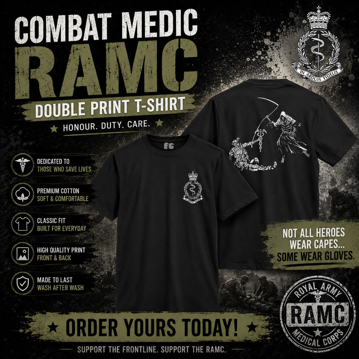 Combat Medic RAMC Double Print T-Shirt - Design