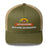 Adventure Before Dementia Trucker Cap in Moss/Khaki, moss green front with khaki mesh back