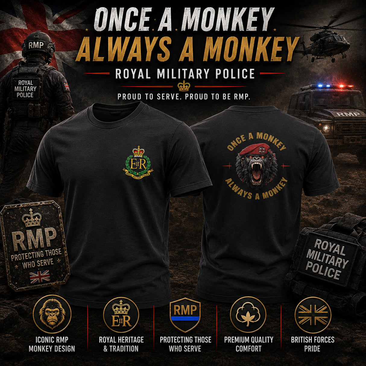 RMP Once a Monkey Double Print T-Shirt - Design