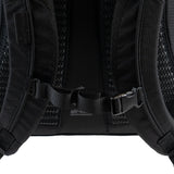 Highlander Roam Backpack 28L in black close up of the chest strap on white background