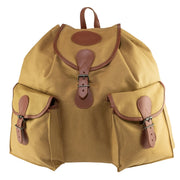 Jack Pyke Canvas Roe Sack in fawn from the front, flap buckled and two front pockets closed