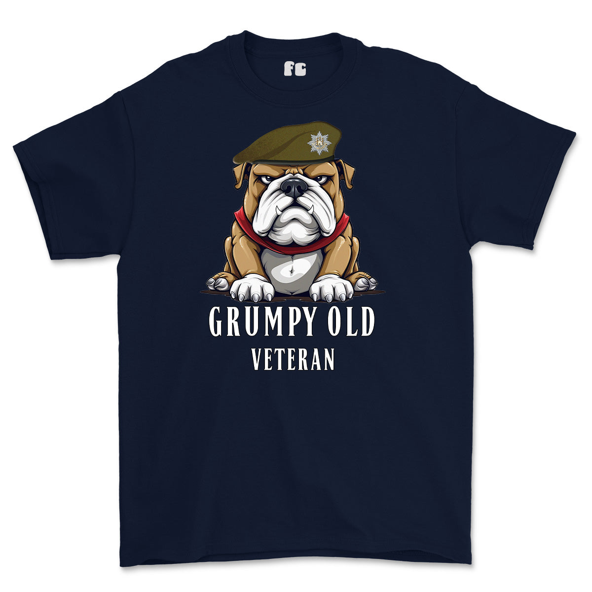 Grumpy Old Royal Anglian Veteran Printed T-Shirt - Navy Blue