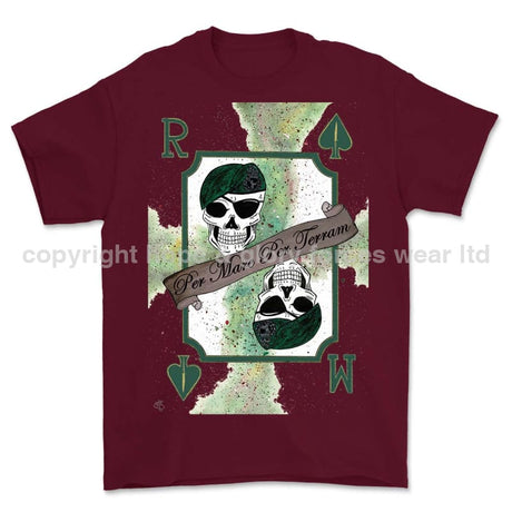 Royal Marines 0.1% Front Printed T-Shirt - Maroon