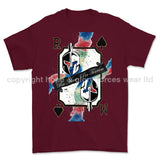 Royal Marines Sparta Playing Card Art Front Printed T-Shirt - Maroon