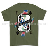 Royal Marines Sparta Playing Card Art Front Printed T-Shirt - Military Green/Olive