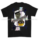 Royal Navy Aircraft Handler Playing Card Art Front Printed T-Shirt - Black