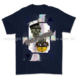 Royal Navy Aircraft Handler Playing Card Art Front Printed T-Shirt - Blue