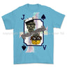 Royal Navy Aircraft Handler Playing Card Art Front Printed T-Shirt - Light Blue