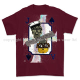 Royal Navy Aircraft Handler Playing Card Art Front Printed T-Shirt - Maroon