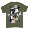 Royal Navy Aircraft Handler Playing Card Art Front Printed T-Shirt - Military Green/Olive
