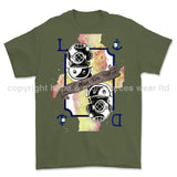Royal Navy Diver Playing Card Art Front Printed T-Shirt - Military Green/Olive