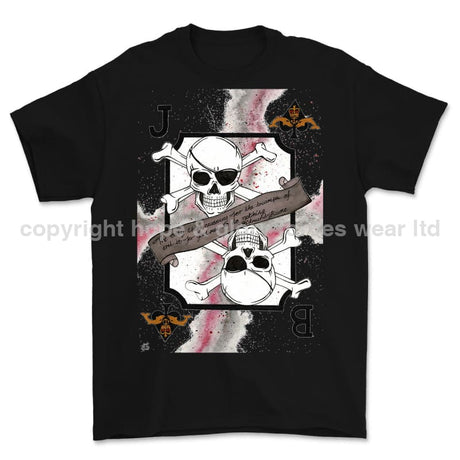 Royal Navy Submariner Playing Card Art Front Printed T-Shirt - Black