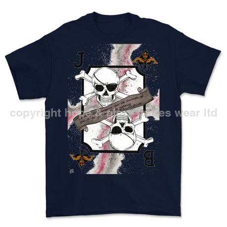 Royal Navy Submariner Playing Card Art Front Printed T-Shirt - Blue