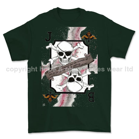 Royal Navy Submariner Playing Card Art Front Printed T-Shirt - Commando Green