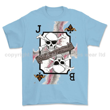 Royal Navy Submariner Playing Card Art Front Printed T-Shirt - Light Blue