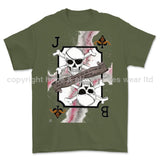 Royal Navy Submariner Playing Card Art Front Printed T-Shirt - Military Green/Olive