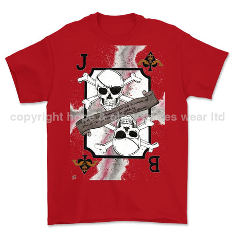 Royal Navy Submariner Playing Card Art Front Printed T-Shirt - Red