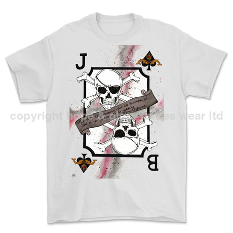 Royal Navy Submariner Playing Card Art Front Printed T-Shirt - White