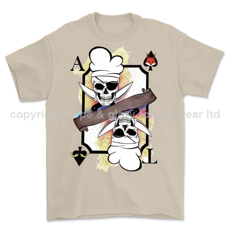 Royal Navy White Mafia Chef Playing Card Art Front Printed T-Shirt - Colourway 2
