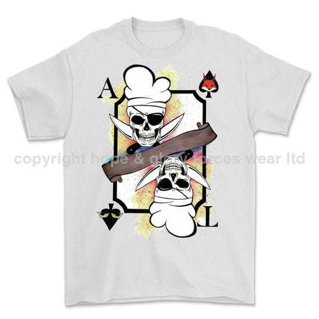 Royal Navy White Mafia Chef Playing Card Art Front Printed T-Shirt