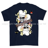 Royal Navy White Mafia Chef Playing Card Art Front Printed T-Shirt - Blue