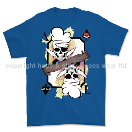 Royal Navy White Mafia Chef Playing Card Art Front Printed T-Shirt - Blue (alternate view)