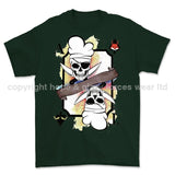 Royal Navy White Mafia Chef Playing Card Art Front Printed T-Shirt - Commando Green