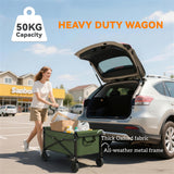 Outsunny 81L Festival Trolley on Wheels - Green carry handle folded