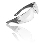Bolle Rush+ 2.0 Safety Glasses - Grey Frame, Clear Lens from the side on white background