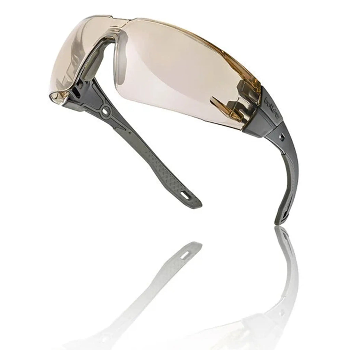 Bolle Rush+ 2.0 Safety Glasses - Grey Frame, Copper Lens from the side on white background